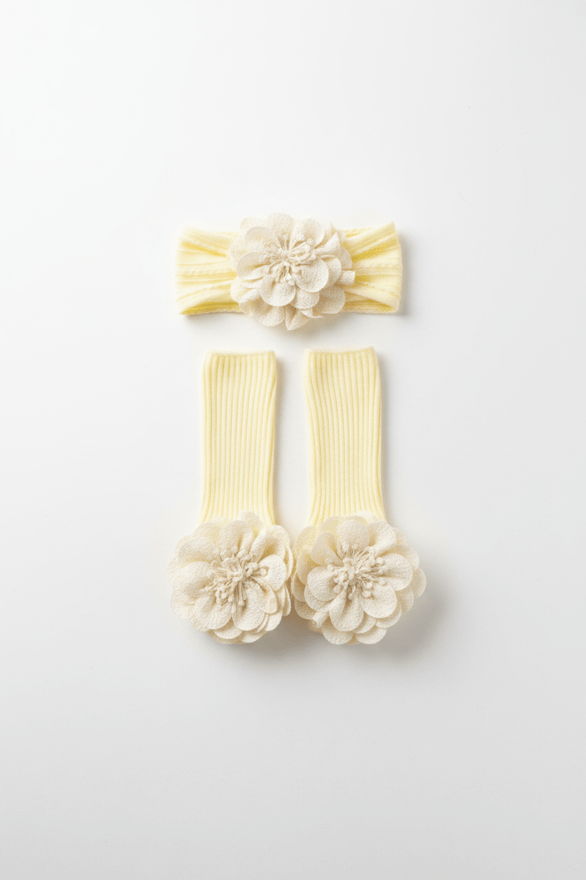 Baby Flower Headband & Socks Gift Set – Yellow - Juanita Boutique
