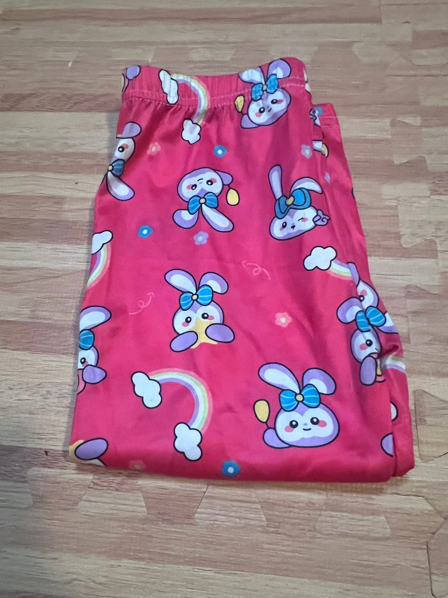 Kids Bunny Rainbow Print 3/4 Pants