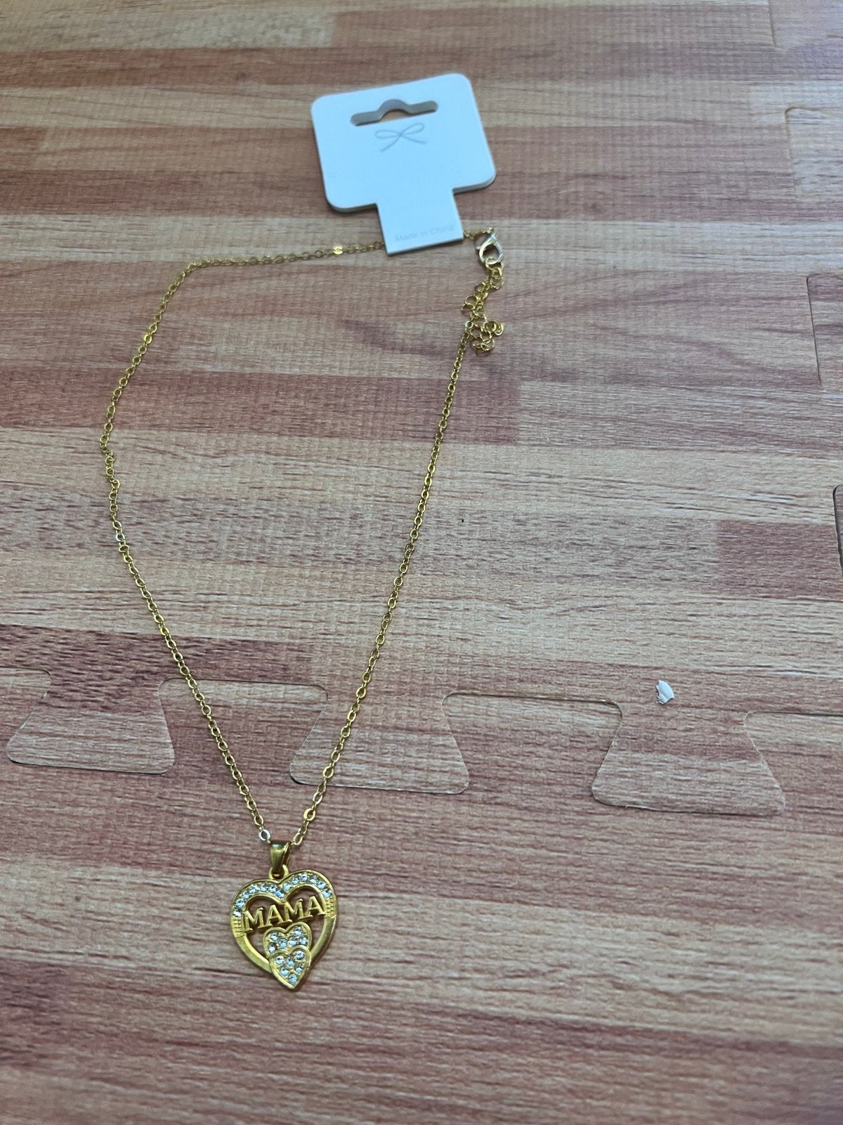 Mama Heart Necklace – Gold Crystal intone - Juanita Boutique