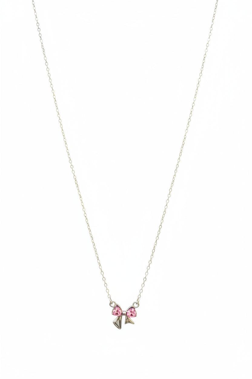 Necklace with a bow pendant on a white background
