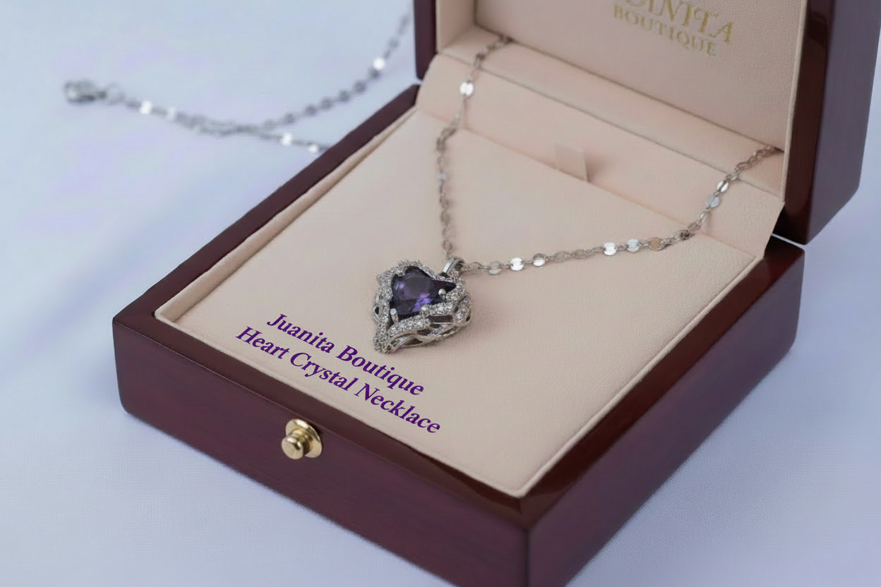 Heart Crystal Necklace - Juanita Boutique Larger Text