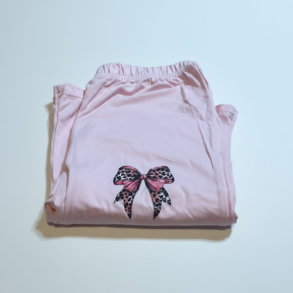 Girls Leopard Bow Matching Set