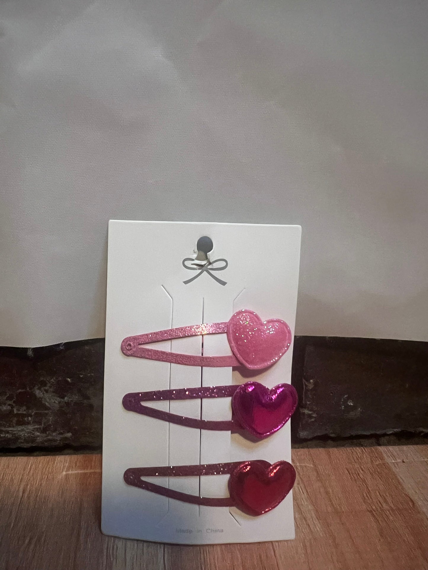 Glitter Heart Hair Clips - Set of 3