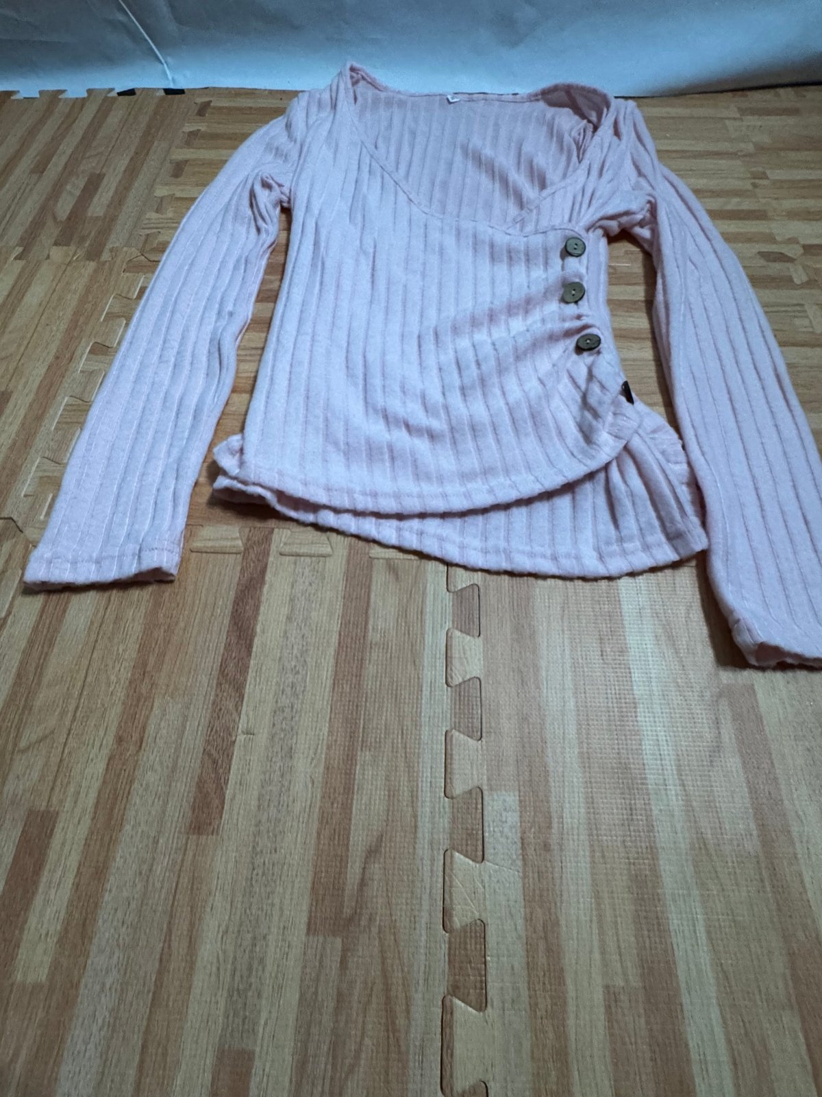 Pink Ribbed Knit Button Long Sleeve Top - Juanita Boutique