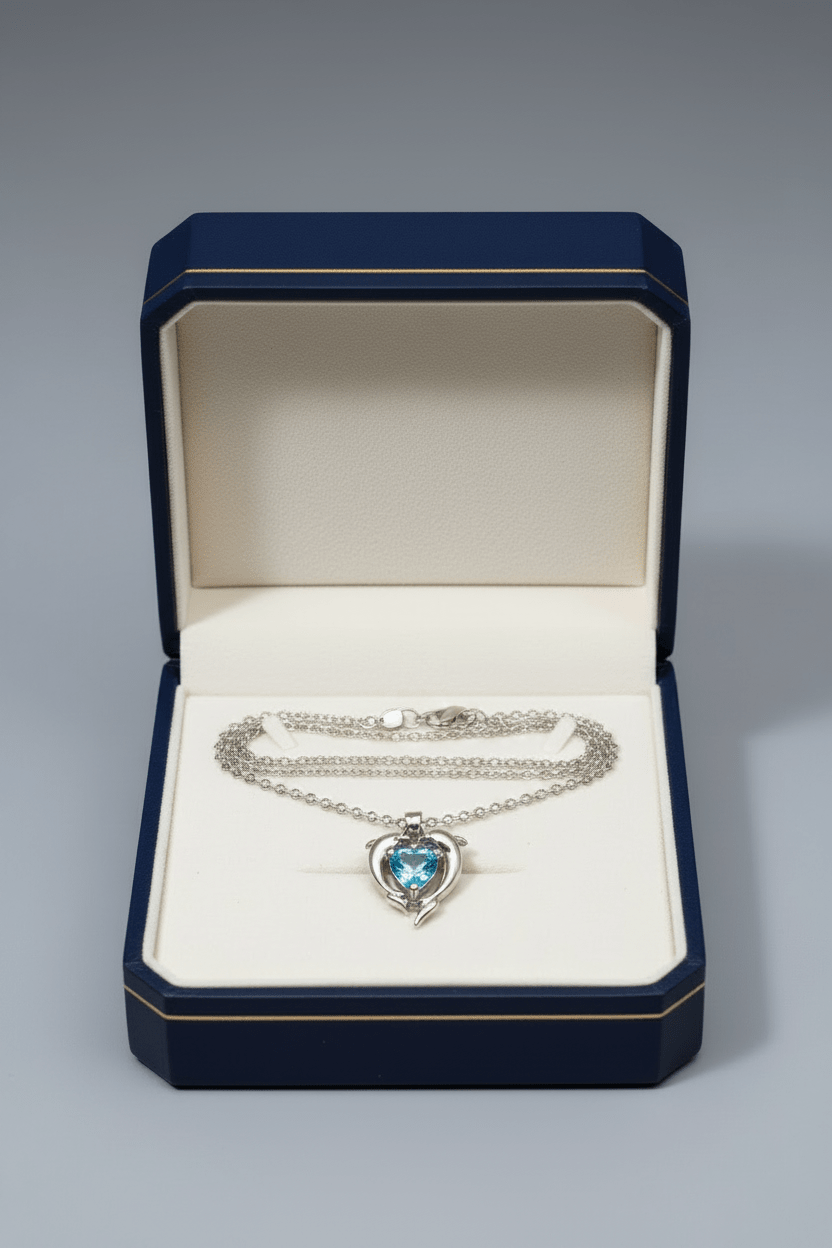 Dolphin Heart Blue Gemstone Necklace - Juanita Boutique