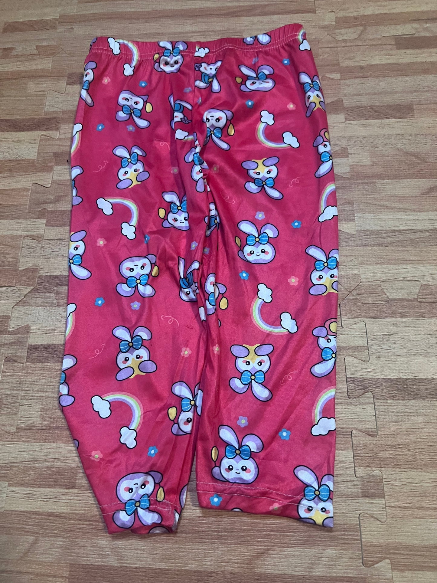 Kids Bunny Rainbow Print 3/4 Pants