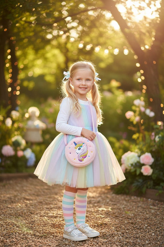 Girls Pink Fluffy Unicorn Crossbody Bag - Juanita Boutique