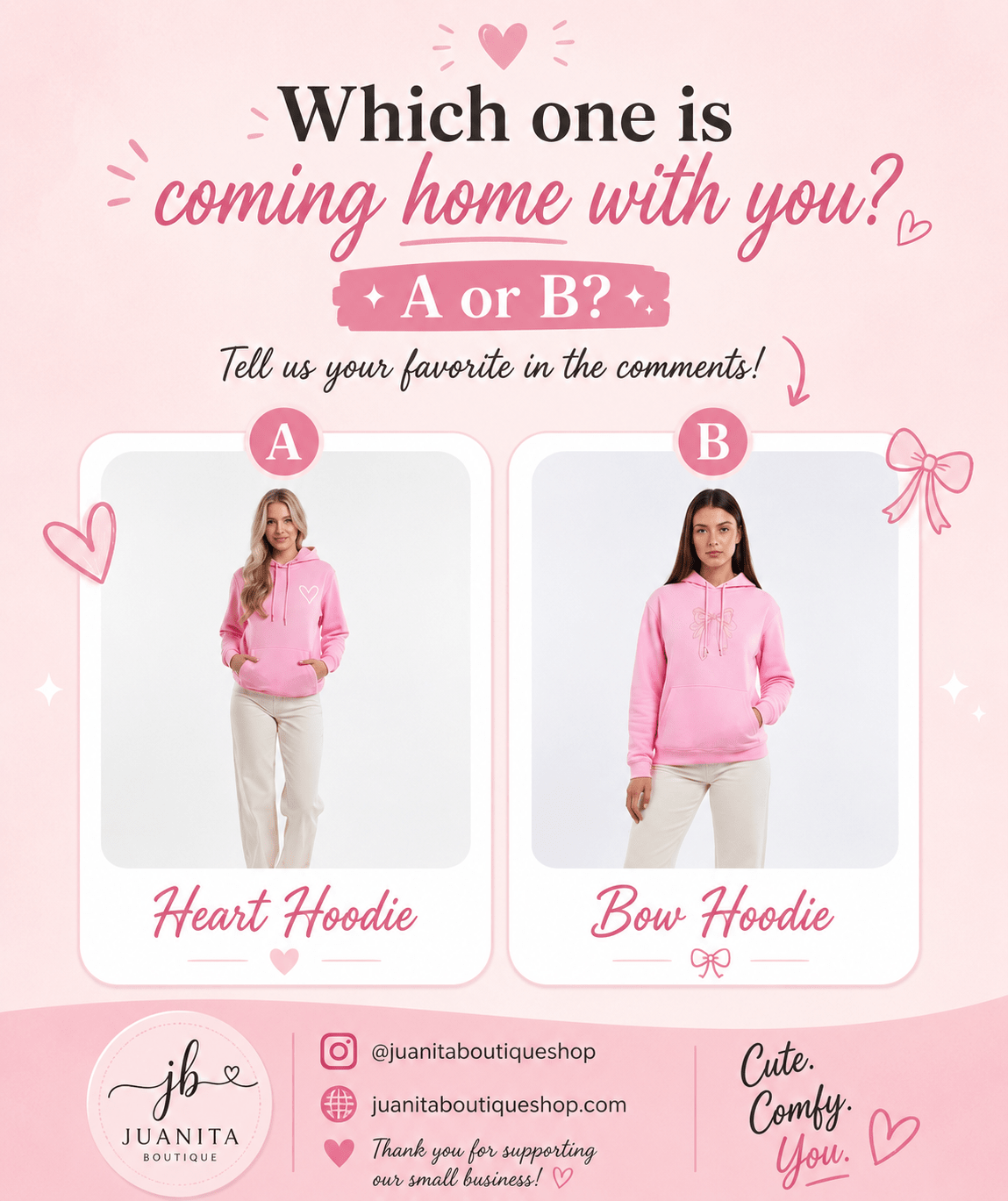 Pink Heart Hoodie – Soft & Cosy Women's Sweatshirt 🩷 - Juanita Boutique
