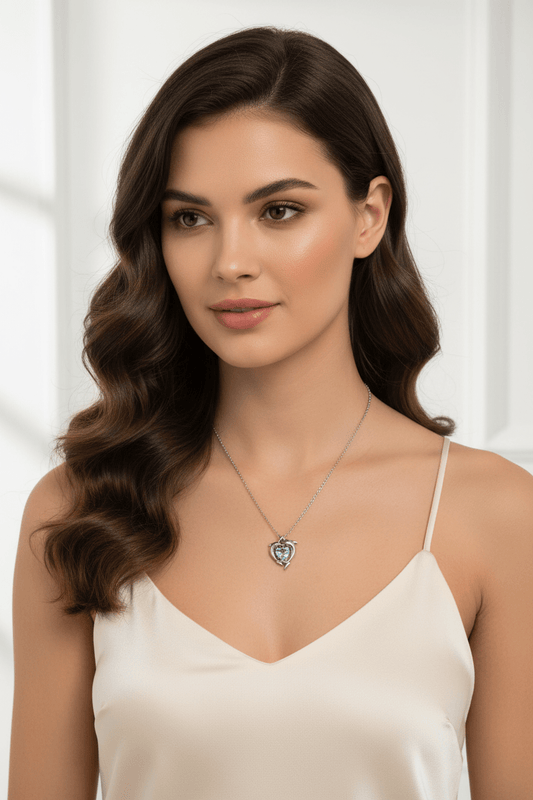 Dolphin Heart Blue Gemstone Necklace - Juanita Boutique