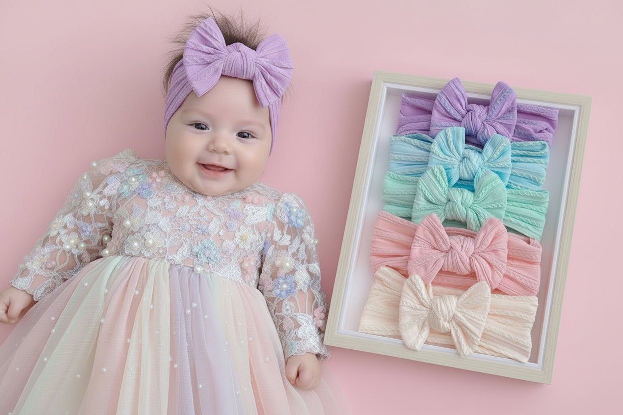 Baby Girls Bow Headbands – Soft Pastel Infant Hair Accessories - Juanita Boutique