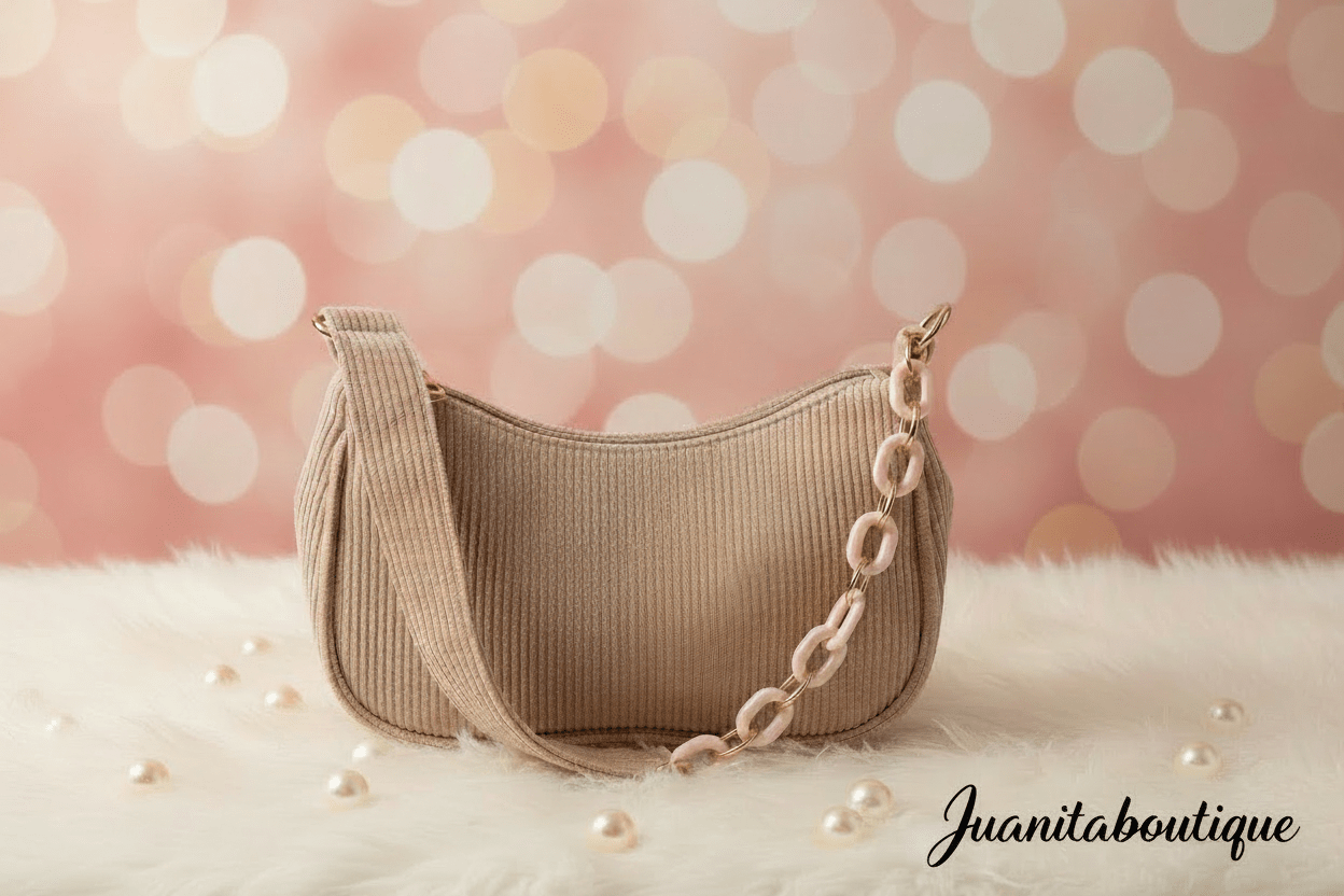 Blush Corduroy Chain Bag - Juanita Boutique