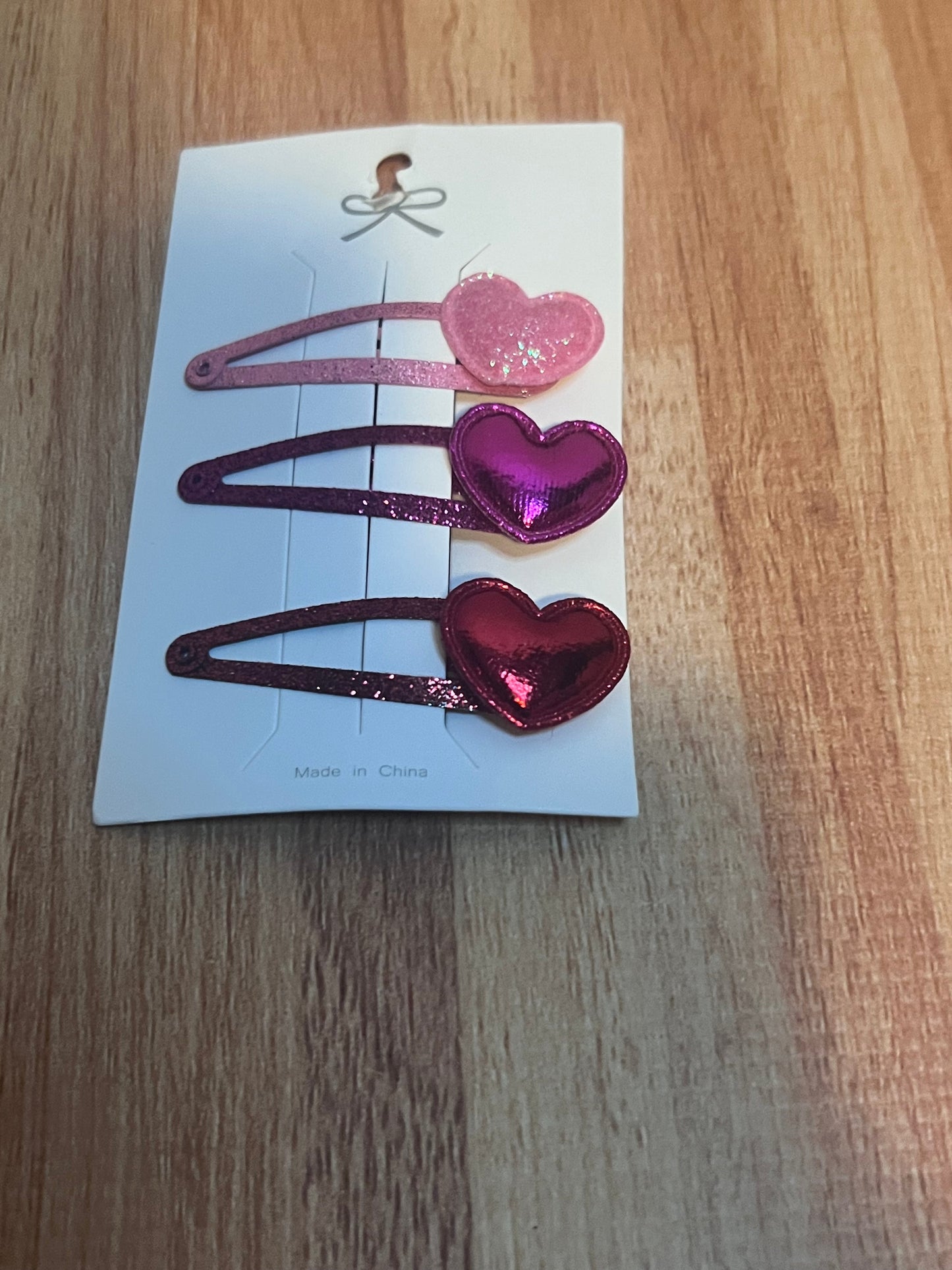 Glitter Heart Hair Clips - Set of 3