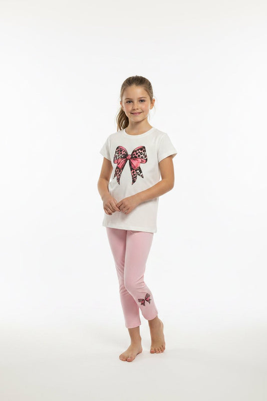 Girls Leopard Bow Matching Set - Juanita Boutique