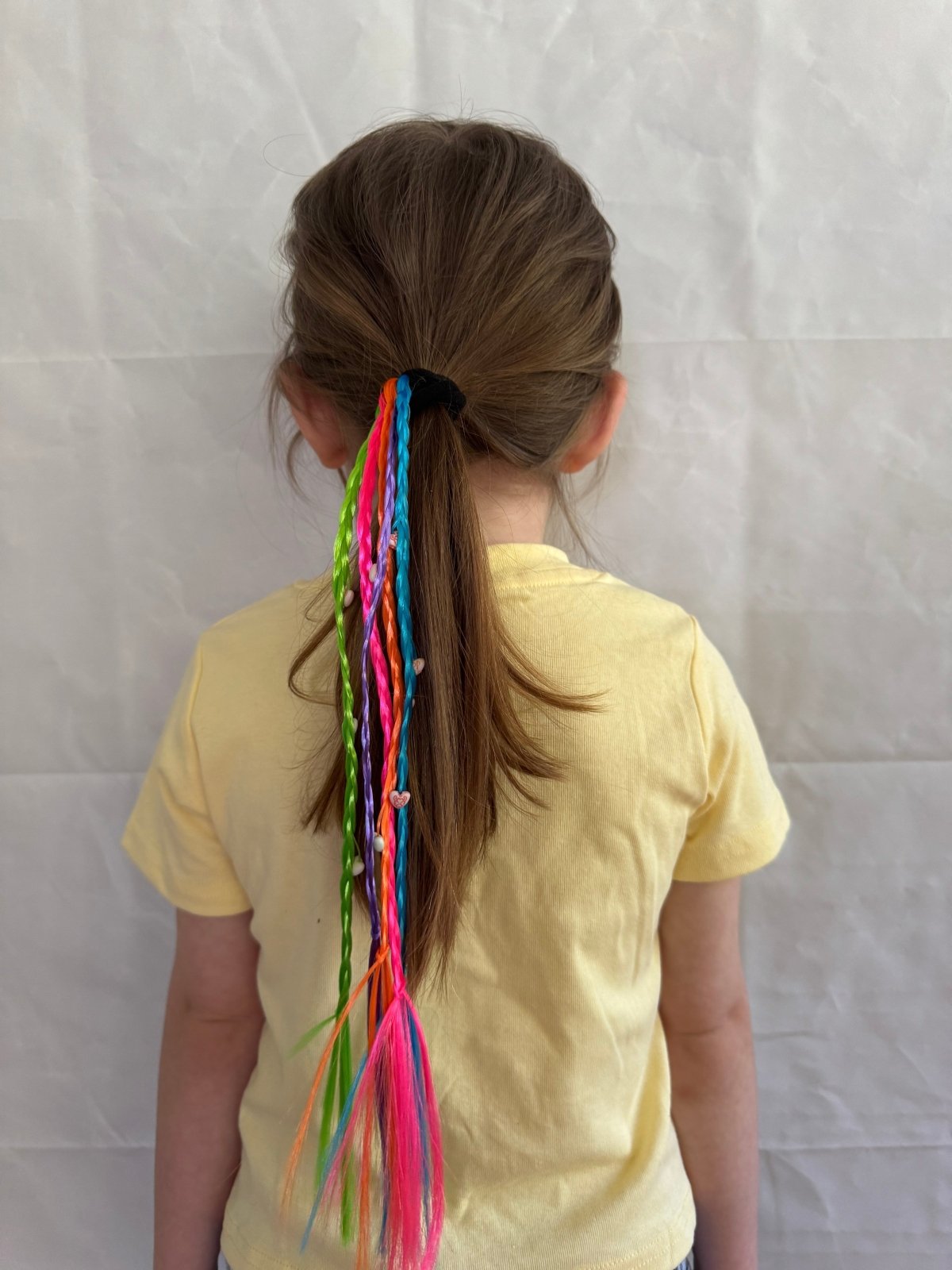 Rainbow Hair Tie with Streaks & Heart Beads - Juanita Boutique