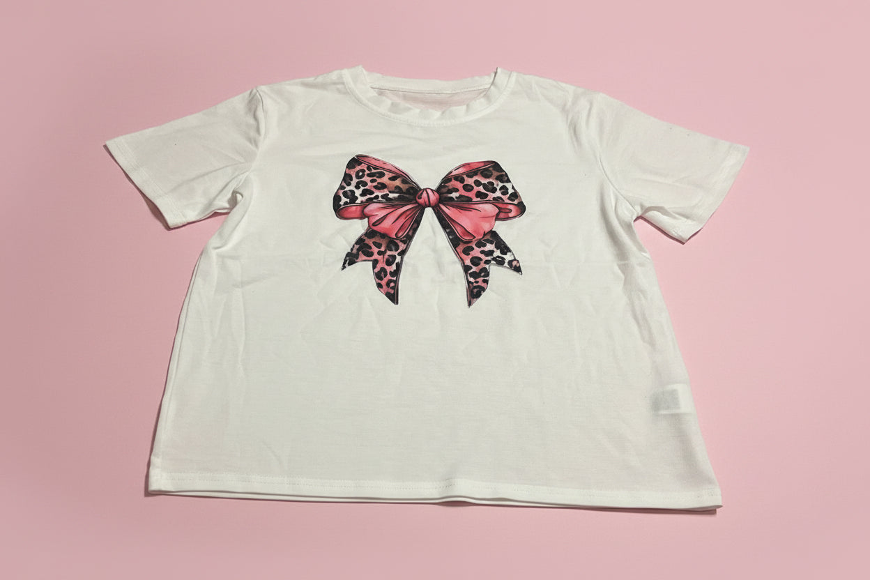 Girls Leopard Bow Matching Set