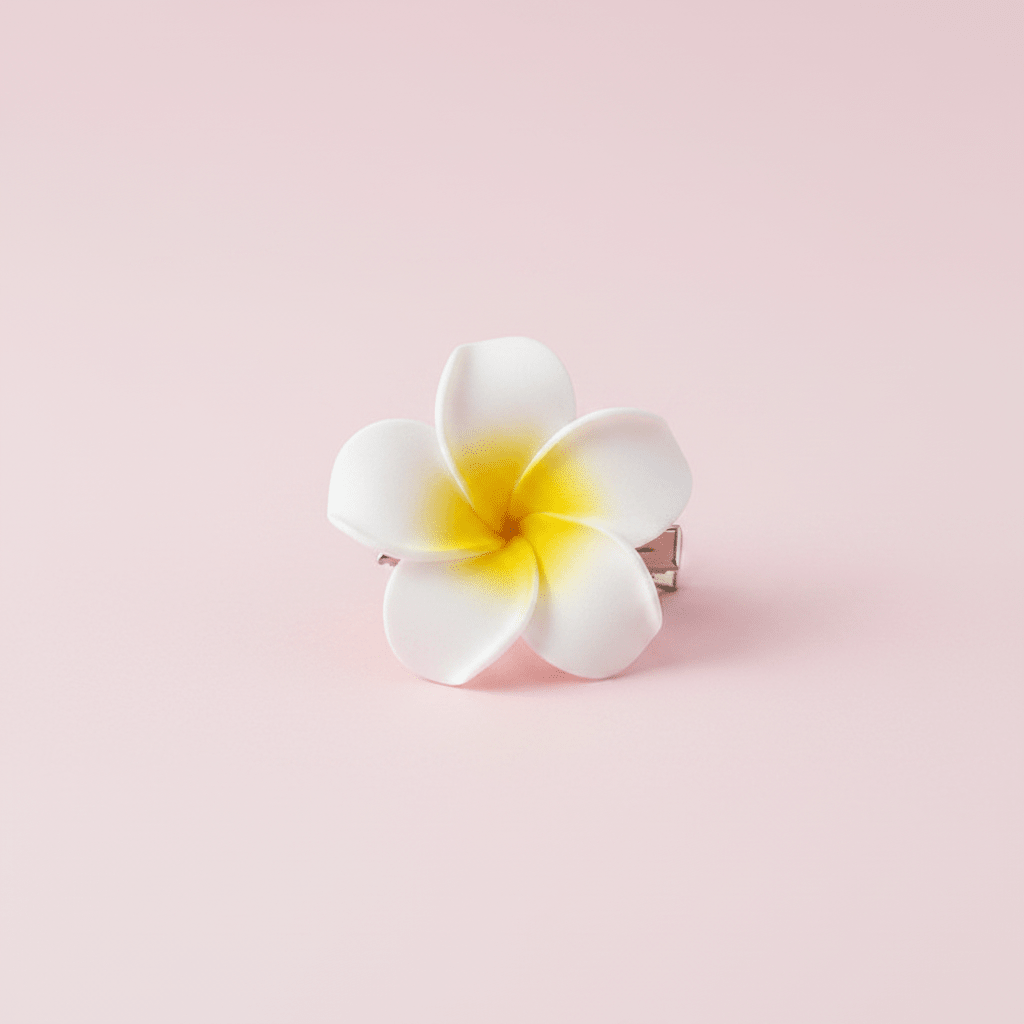Frangipani Foam Flower Hair Clip – White - Juanita Boutique