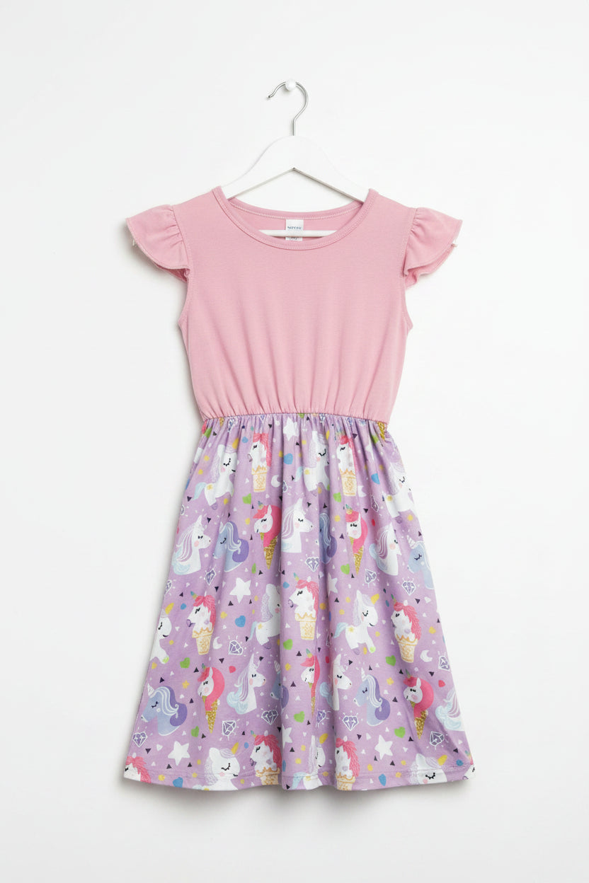 Girls Unicorn Flutter Dress - Juanita Boutique