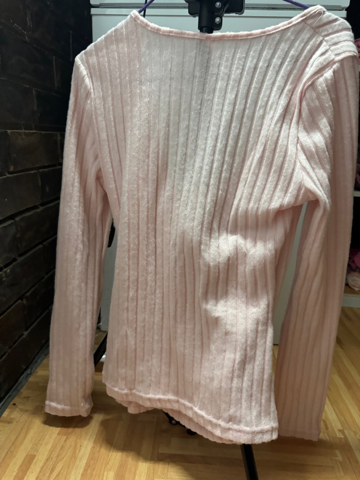 Pink Ribbed Knit Button Long Sleeve Top - Juanita Boutique