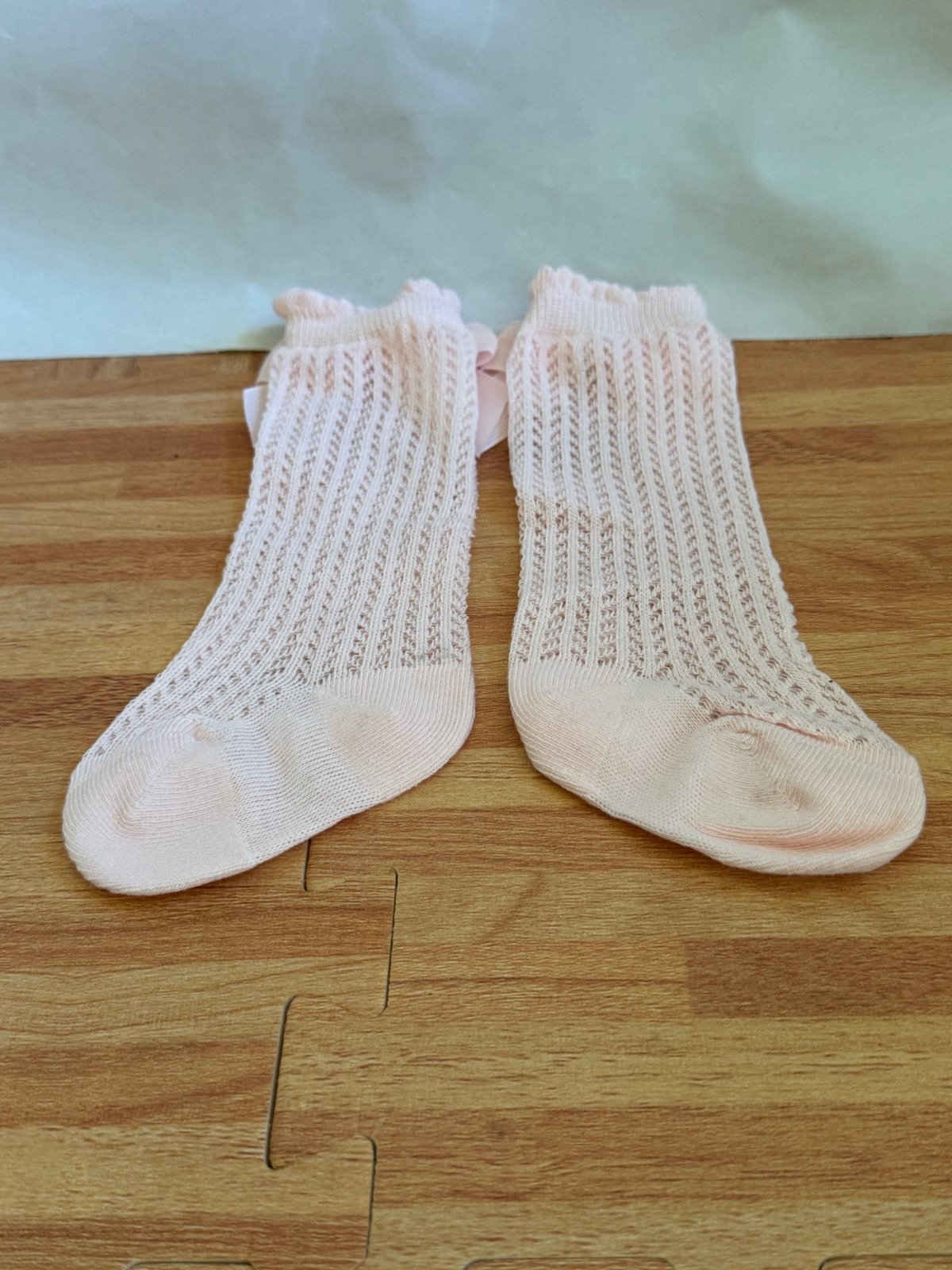 Girls Pink Mesh Bow Ankle Socks - Juanita Boutique
