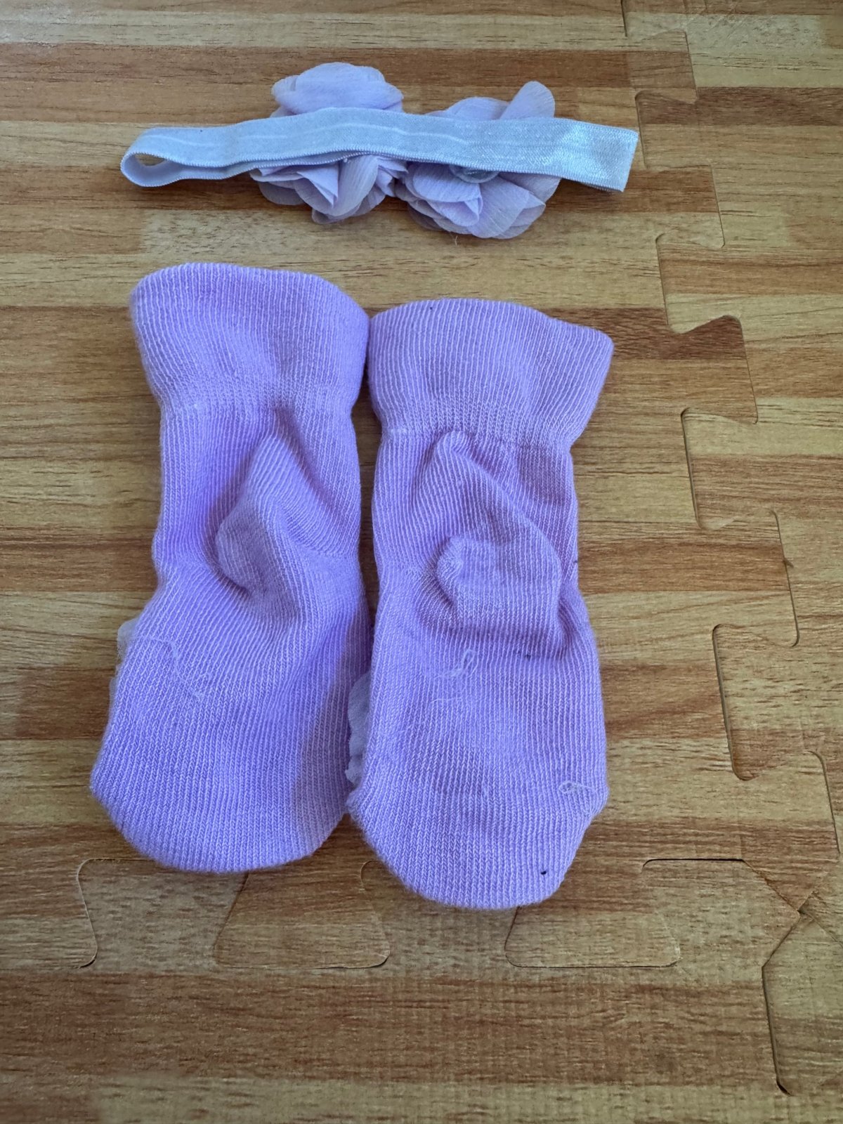Lavender Chiffon Flower Socks & Headband Set — 0-6 Months broken - Juanita Boutique