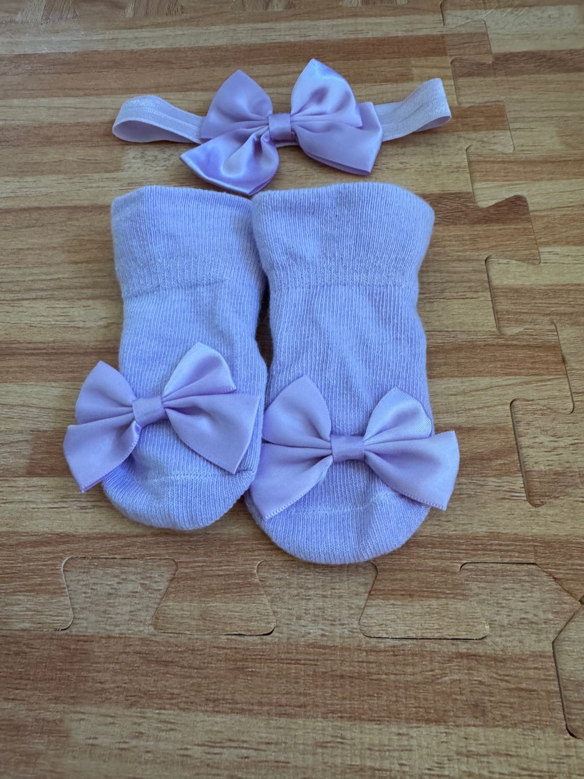 Lavender Bow Socks & Bow Headband Set — 0-6 Months - Juanita Boutique