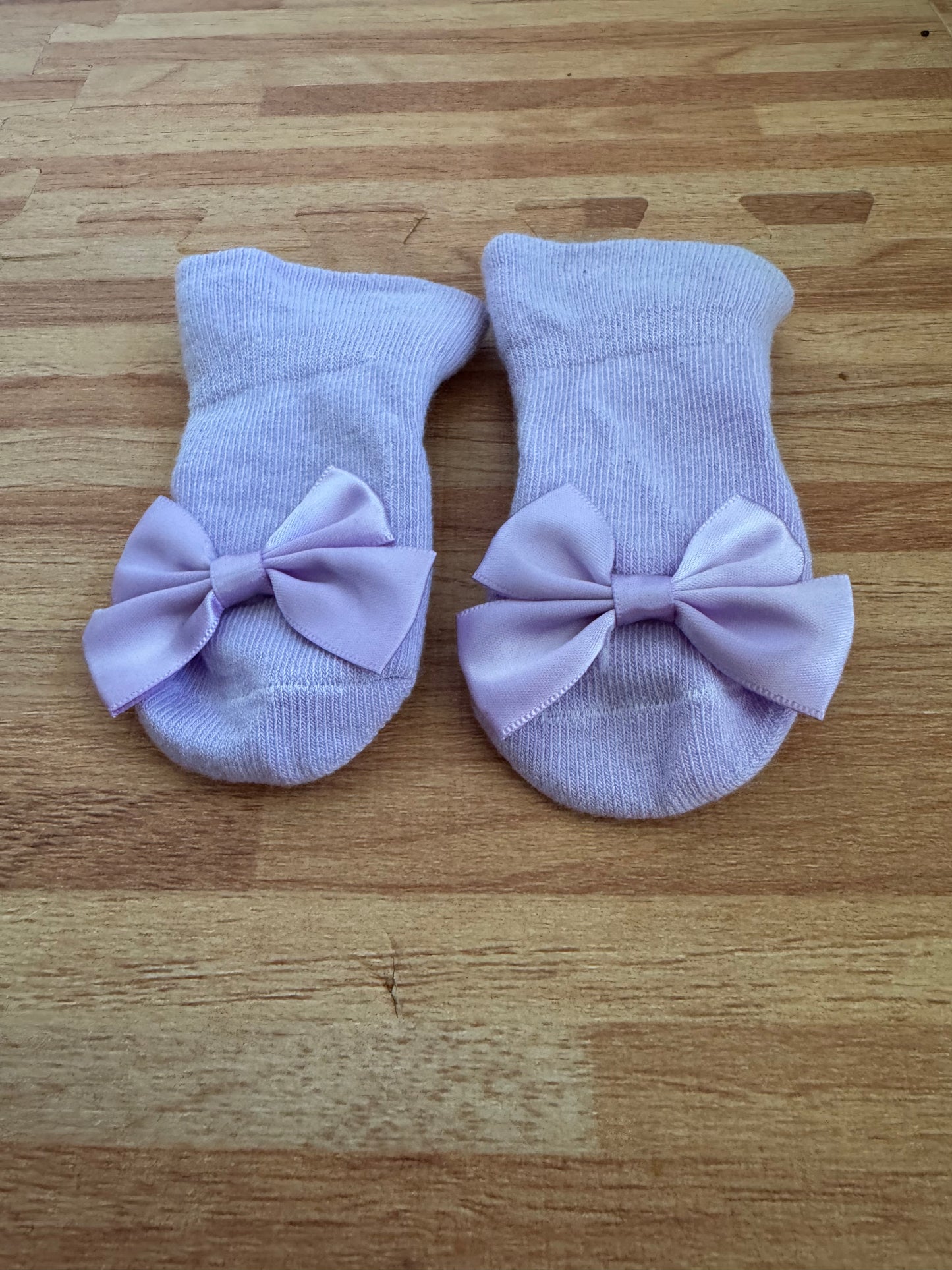 Lavender Bow Socks & Bow Headband Set — 0-6 Months