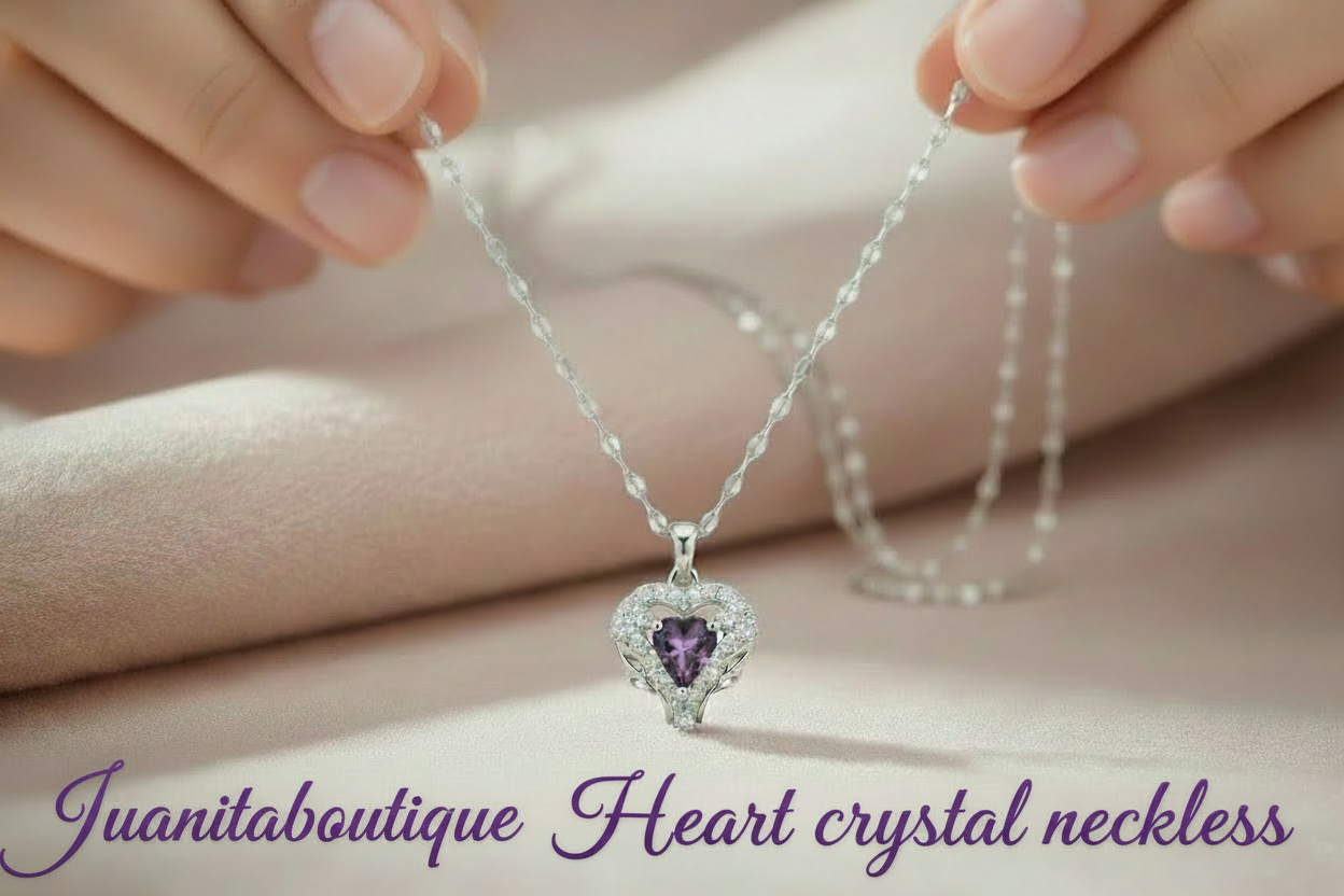 Necklace with a heart-shaped pendant on a person's neck