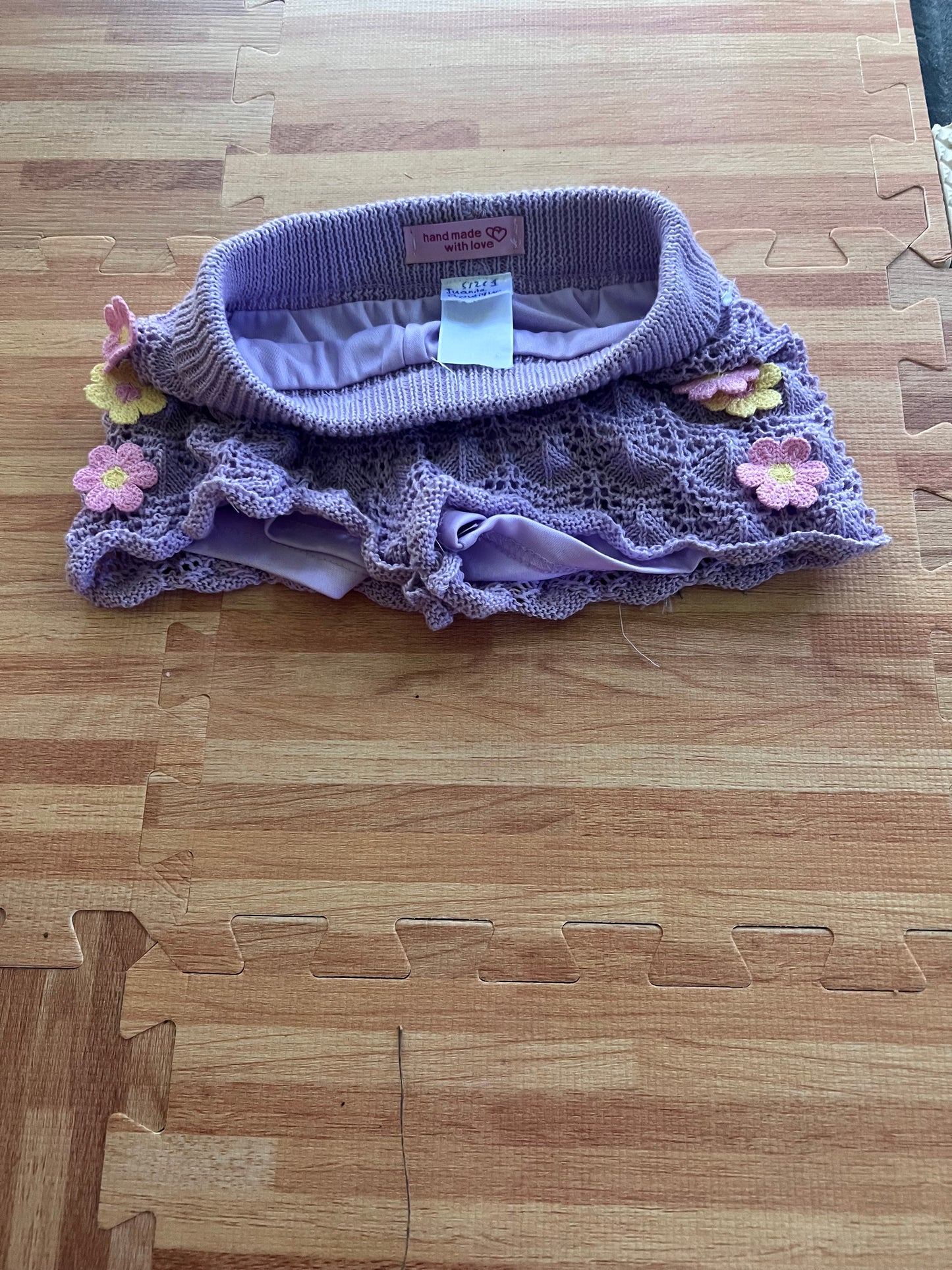Girls Crochet Flower Shorts - Purple