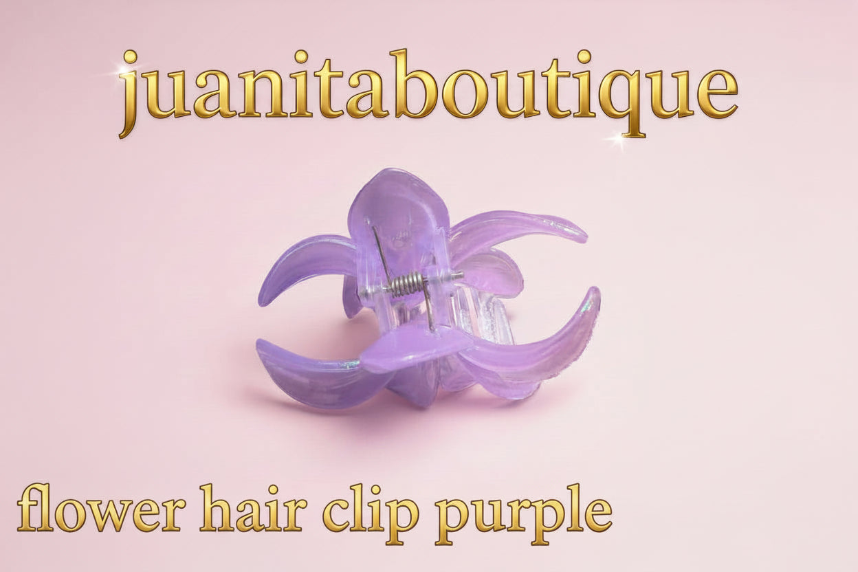 "Purple flower hair clip product shot — Juanita Boutique