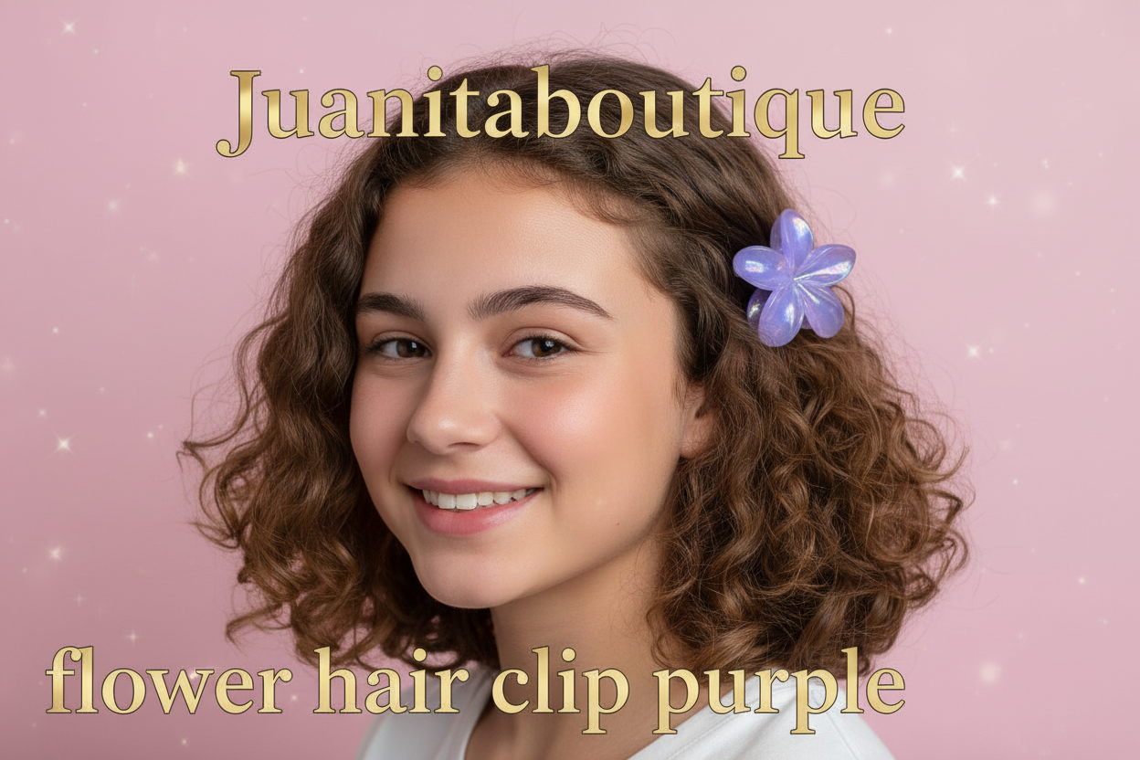Purple flower hair clip worn by teen — Juanita Boutique