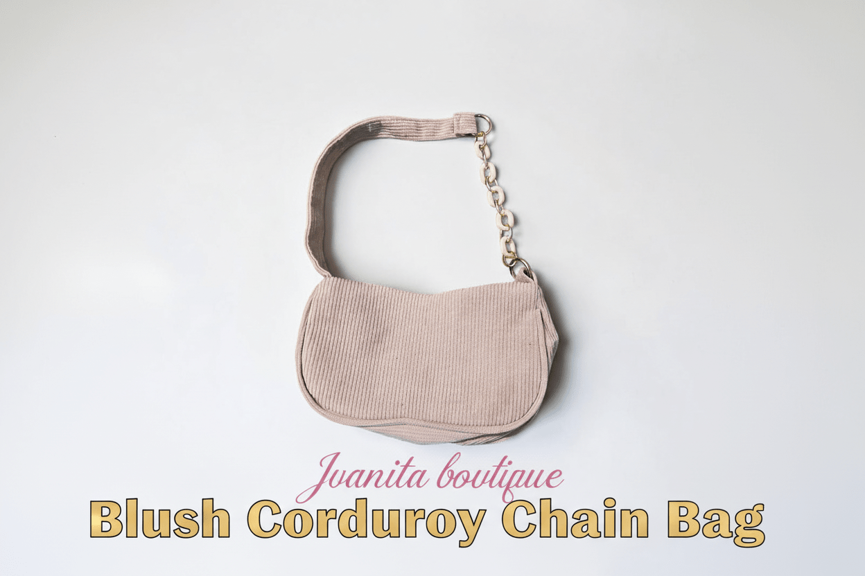 Blush Corduroy Chain Bag - Juanita Boutique