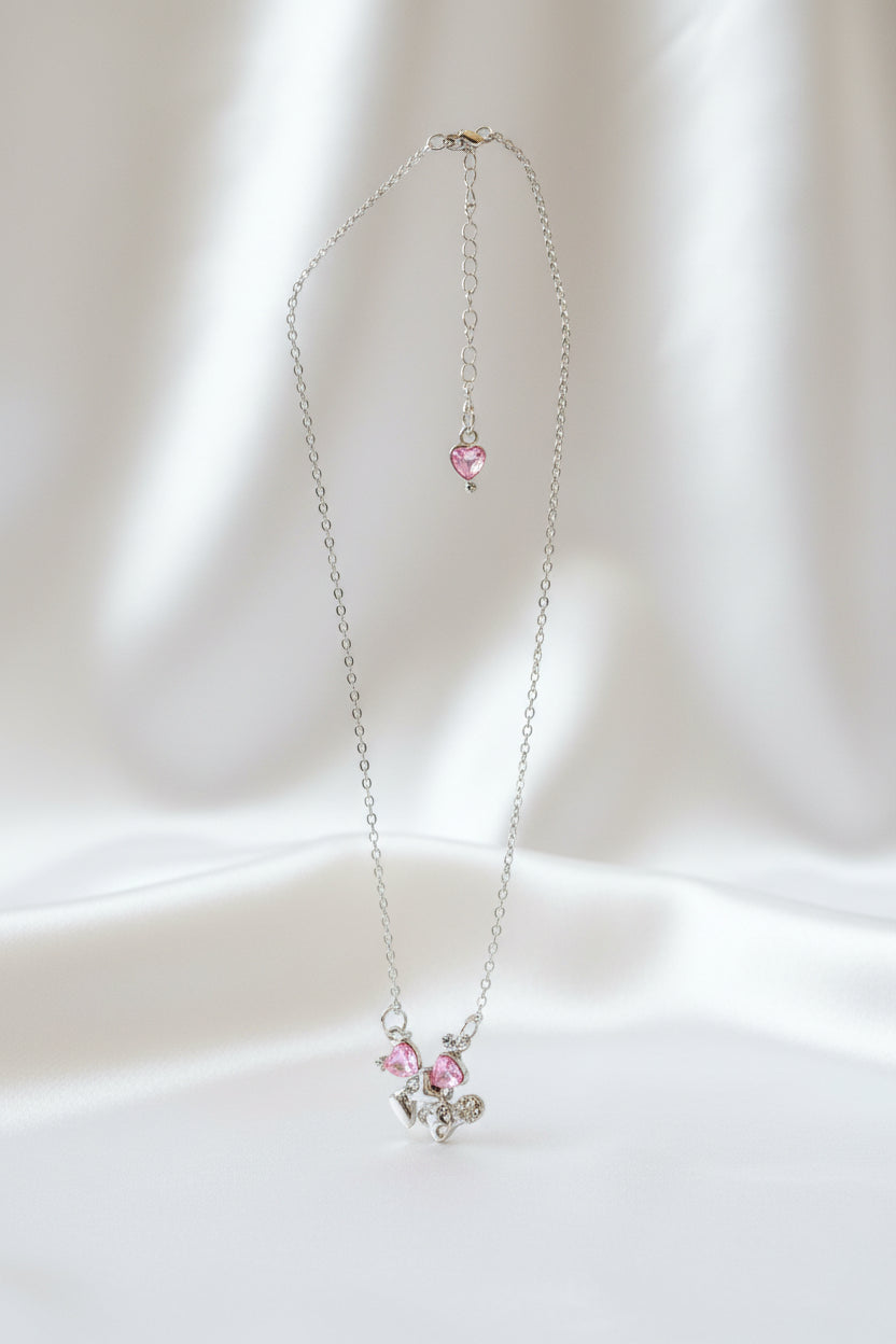 Necklace with a floral pendant on a white background