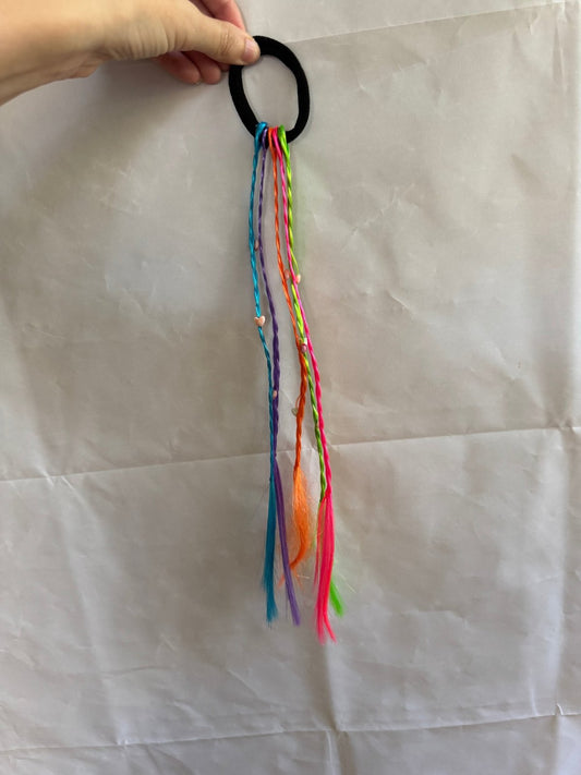 Rainbow Hair Tie with Streaks & Heart Beads - Juanita Boutique