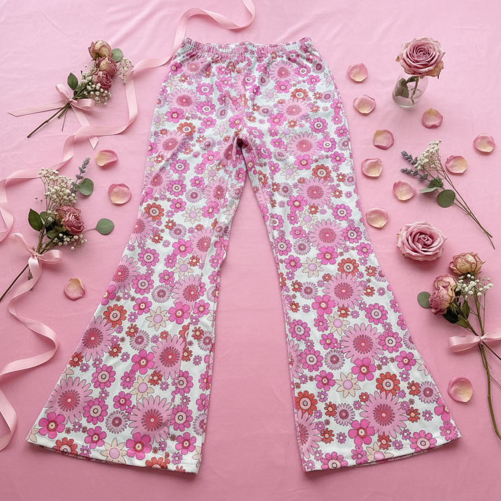 Floral Bell Bottom Pants - No Card