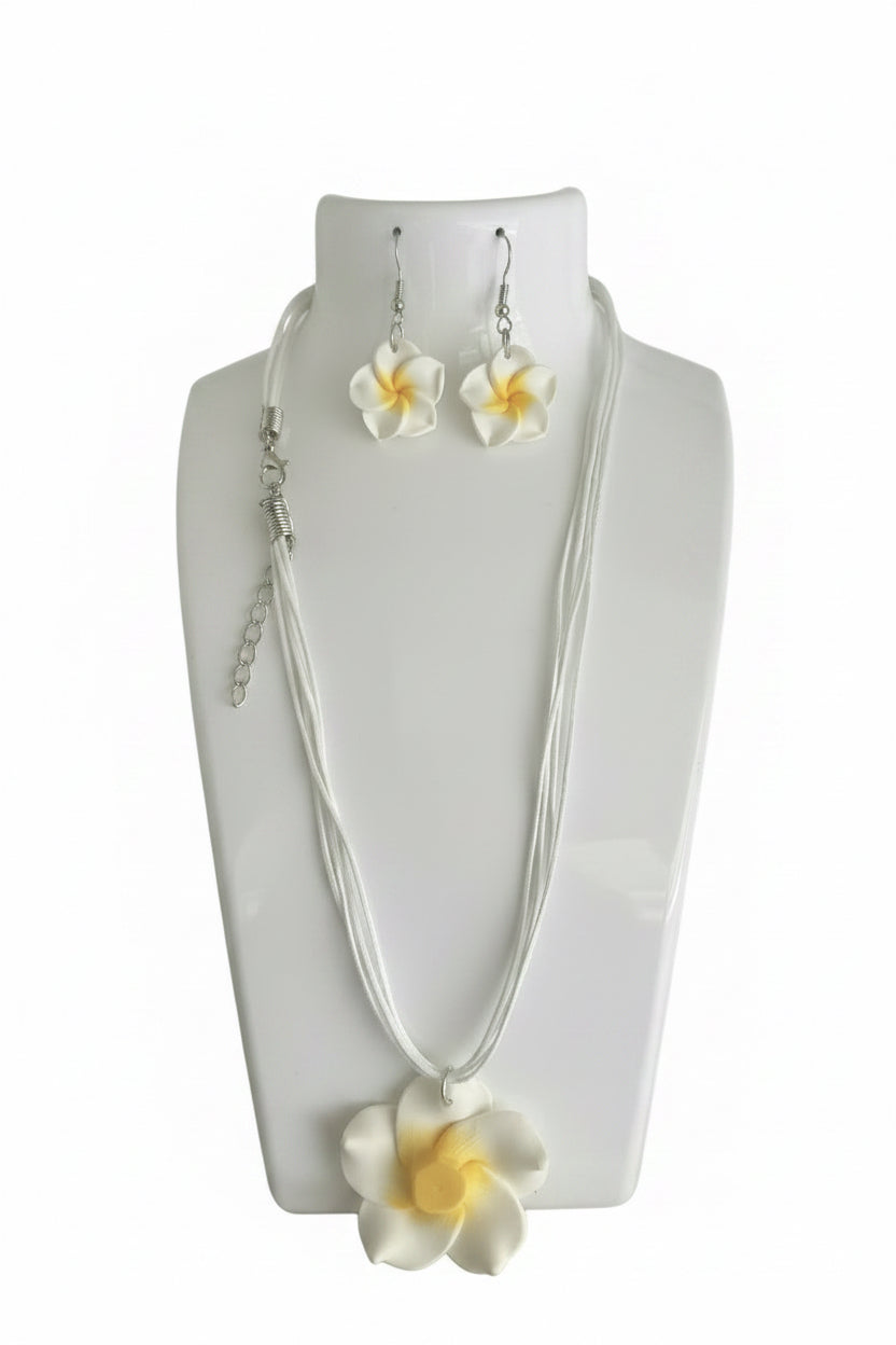 frangipani   white set   on a white stand