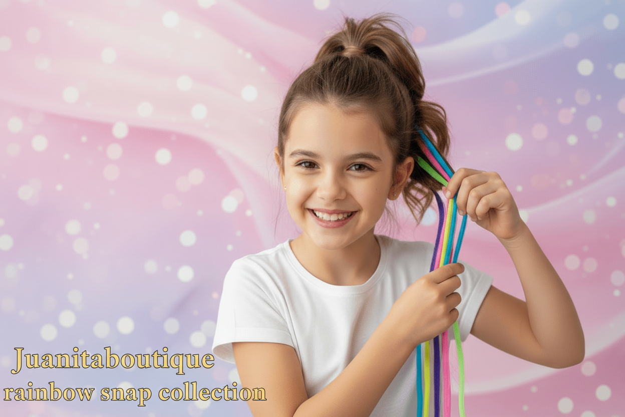 Girl Clipping Colourful Hair Extensions