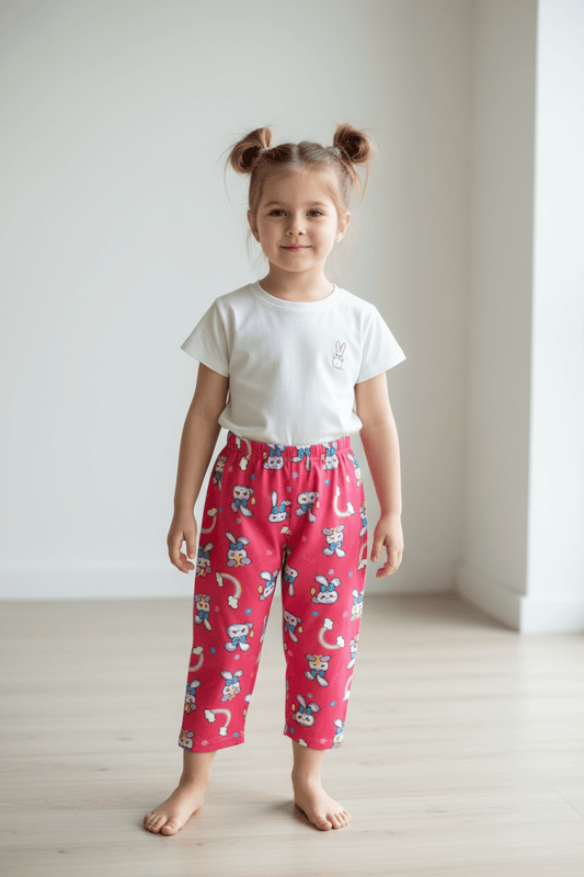 Kids Bunny Rainbow Print 3/4 Pants - Juanita Boutique