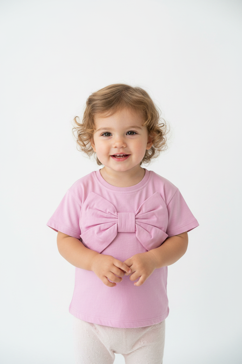 Girls Bow Tee Toddler Model