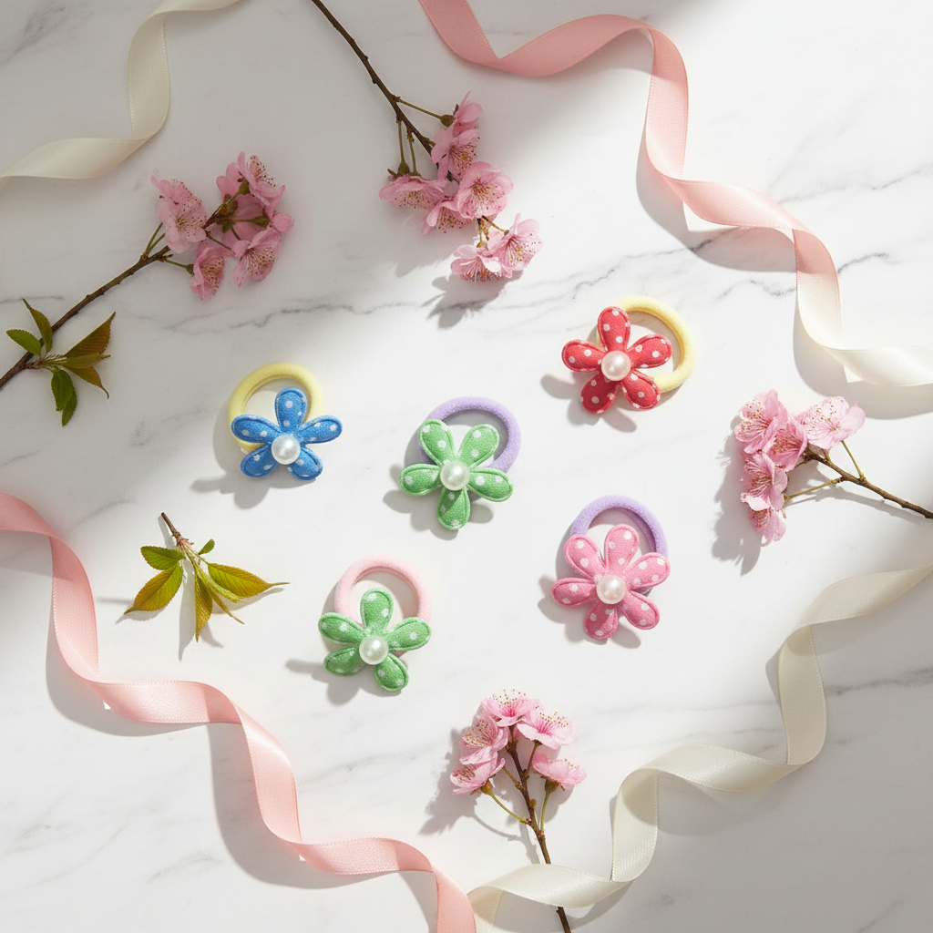 Hair ties flat lay
