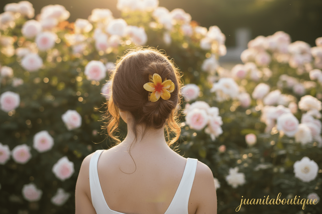 Frangipani Floral Claw Clip - Juanita Boutique