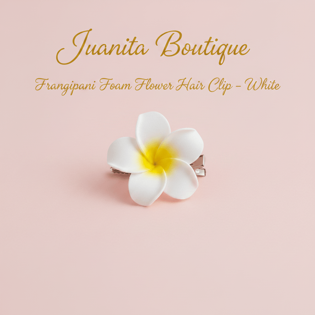 Frangipani Foam Flower Hair Clip – White - Juanita Boutique