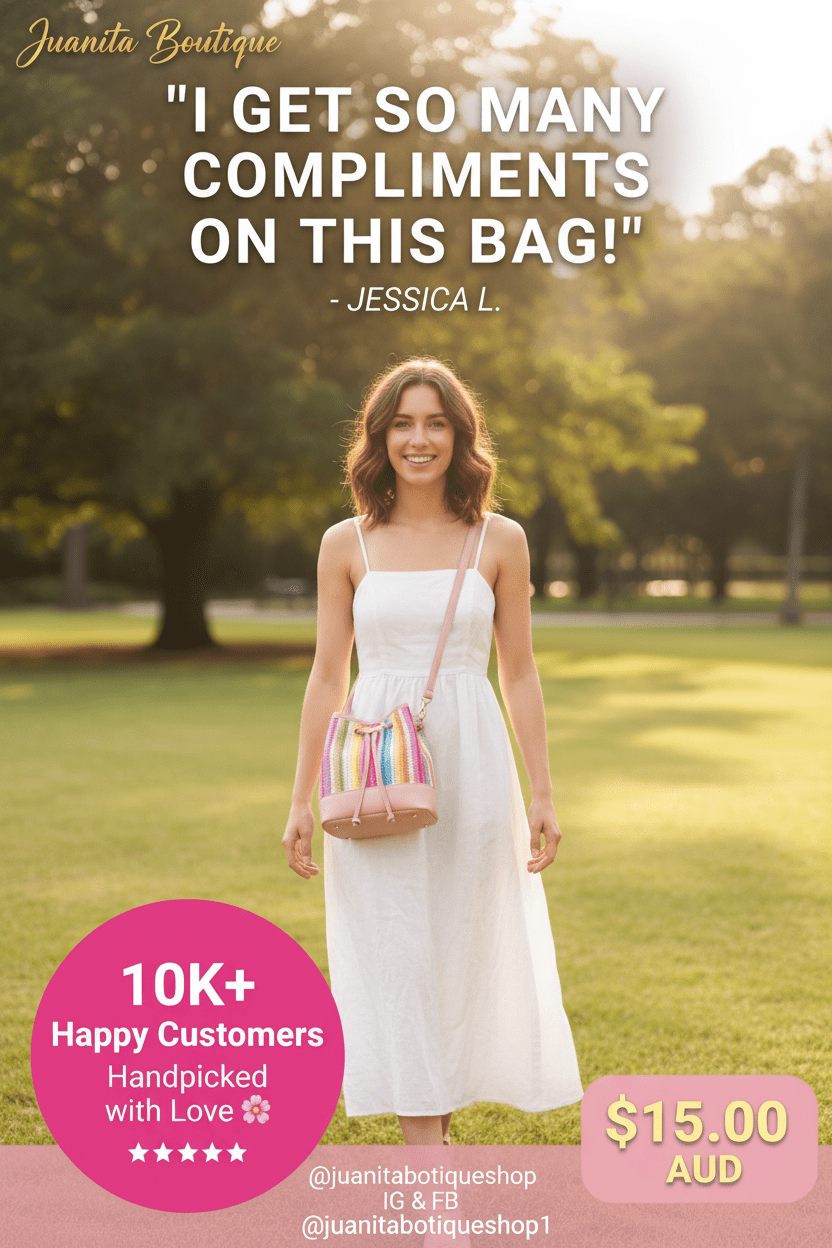 Rainbow Crochet Bucket Bag - Juanita Boutique