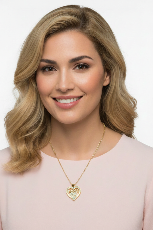 Mama Gold Necklace Blonde Model