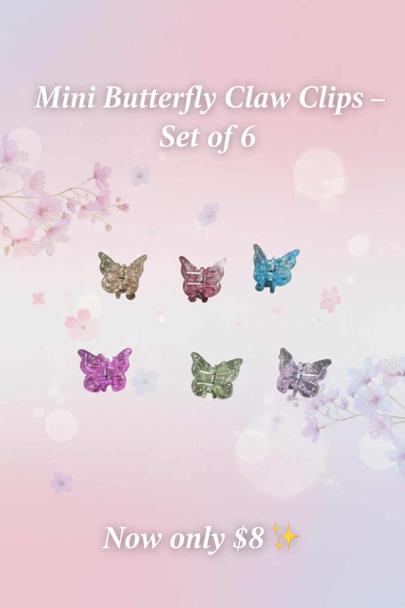Mini Butterfly Claw Clips Marketing Image v2