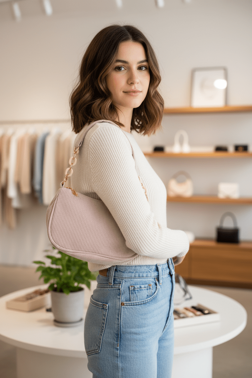 Blush Corduroy Chain Bag - Juanita Boutique