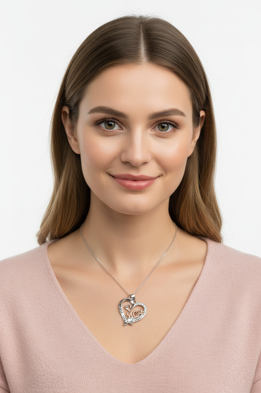 Mom Necklace on Model