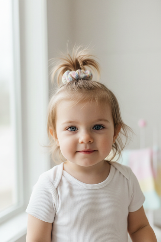 baby girl wearing scrunchie