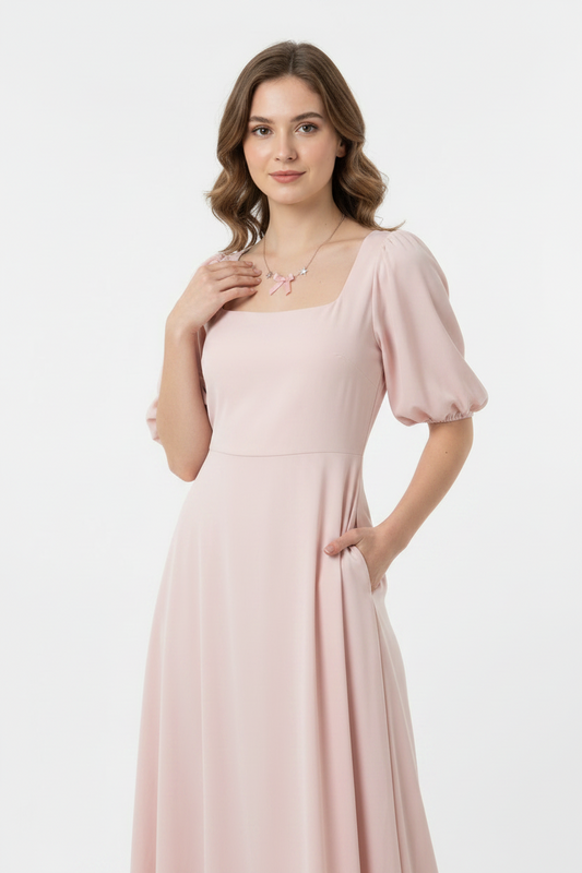 Pink Bow Necklace on Model