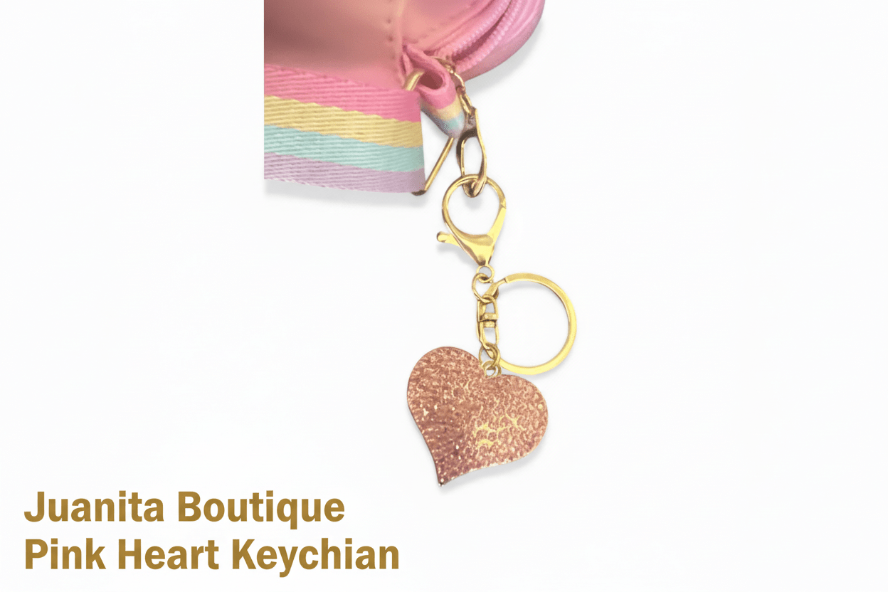 Pink Heart Keychain – Cute Girls Bag Charm Accessory - Juanita Boutique
