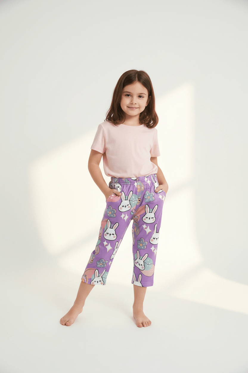 Girls' Cartoon Print 3/4 Pants - Juanita Boutique